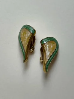 Ear-shaped Enamel Clip-Ons (Vintage)