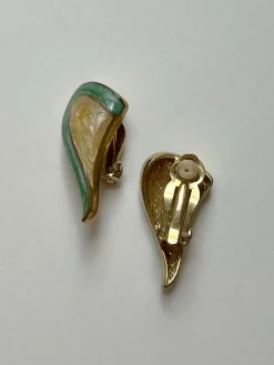 Ear-shaped Enamel Clip-Ons (Vintage)