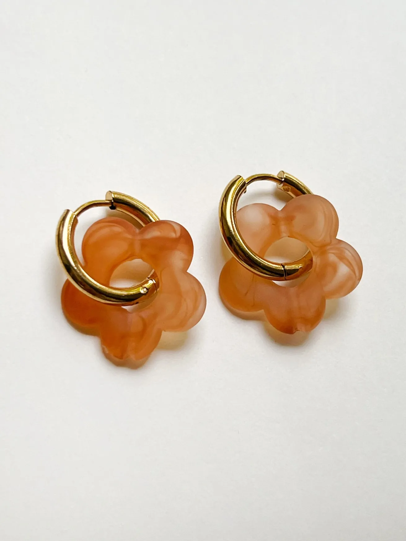 Easy Hoops With Flower Charm - Orange