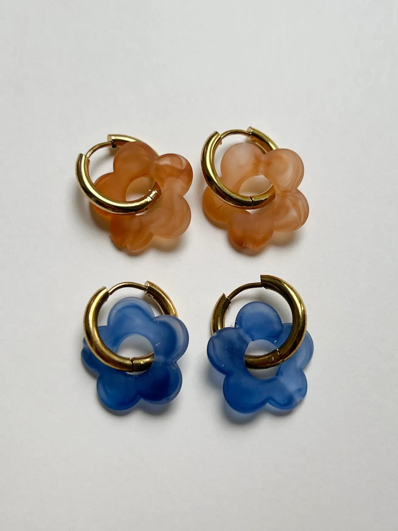 Easy Hoops With Flower Charm - Orange