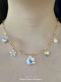 Eclectic Charm Necklace - Ceramic Teapot