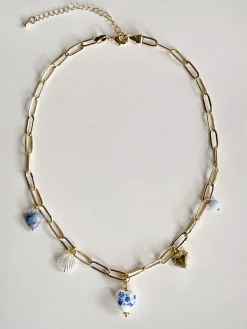 Eclectic Charm Necklace - Blue Heart Ceramic