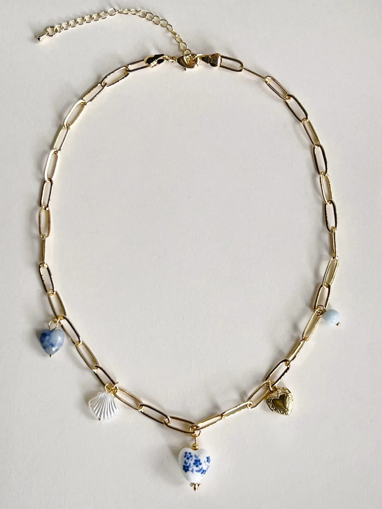 Eclectic Charm Necklace - Blue Heart Ceramic