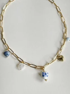 Eclectic Charm Necklace - Blue Heart Ceramic