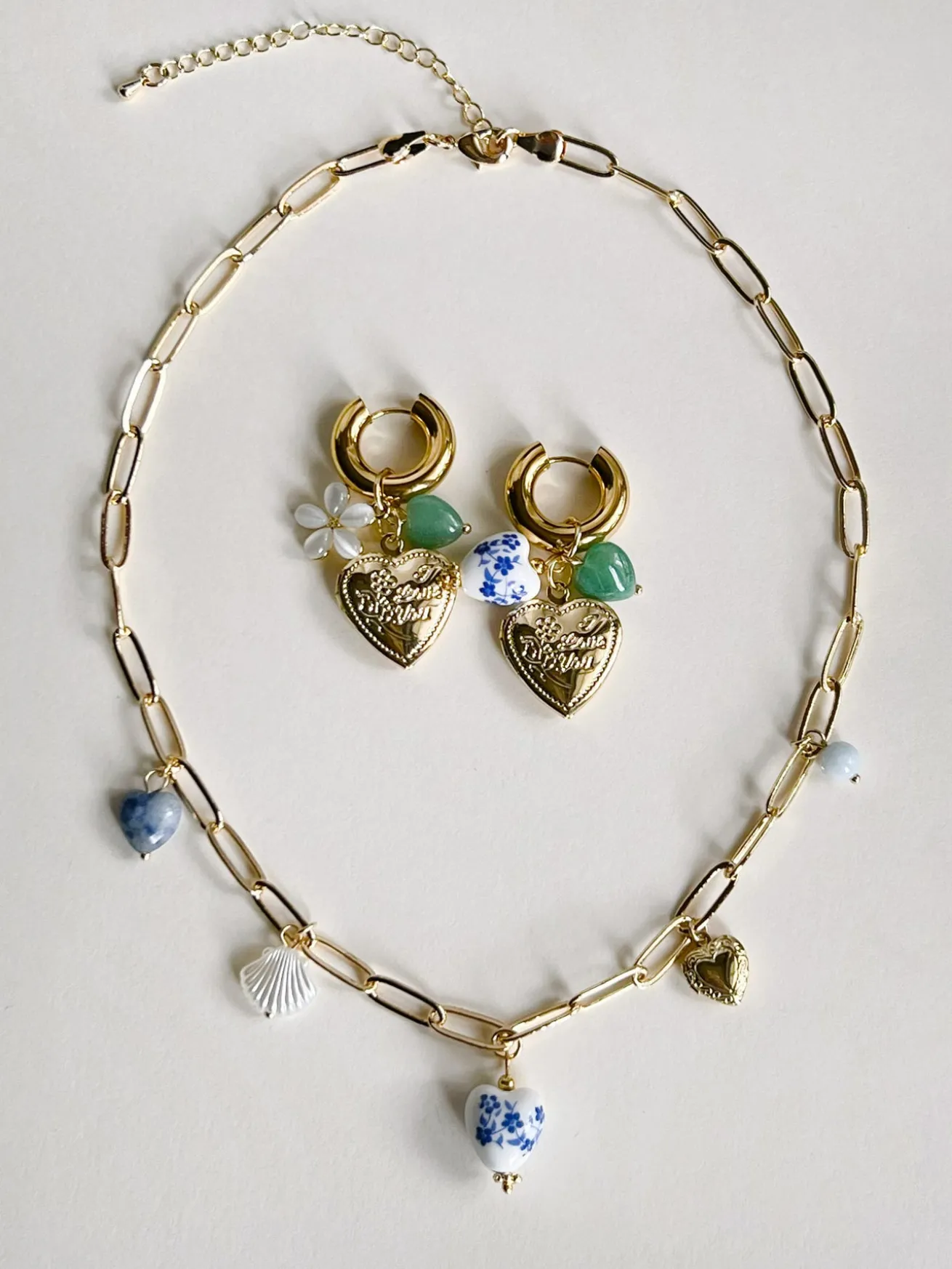 Eclectic Charm Necklace - Blue Heart Ceramic