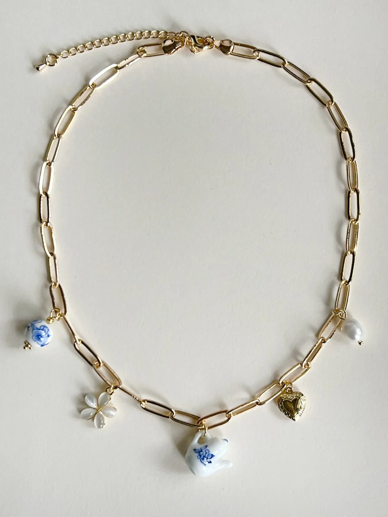 Eclectic Charm Necklace - Ceramic Teapot