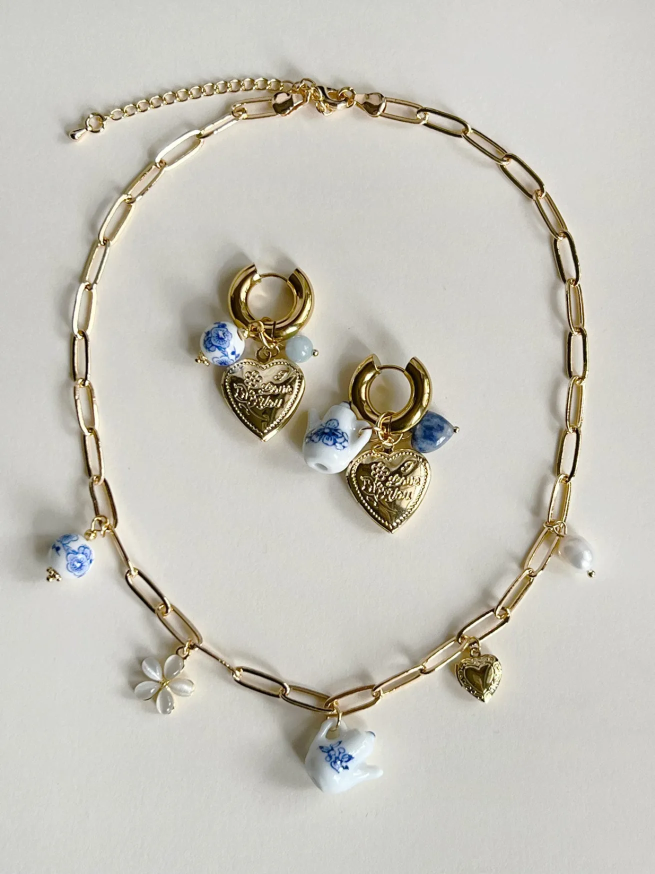 Eclectic Charm Necklace - Ceramic Teapot