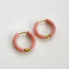 Enamel Baby Hoops - Baby Pink