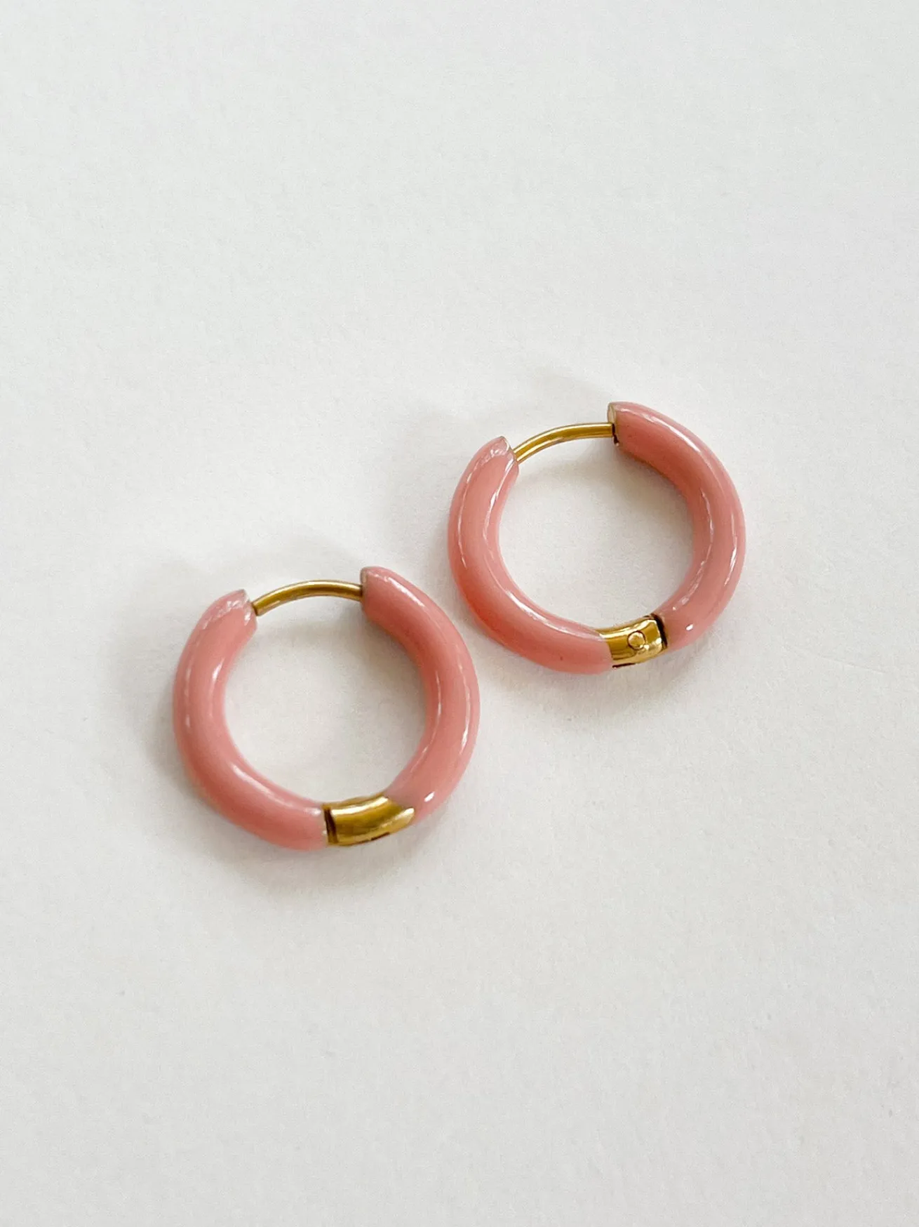 Enamel Baby Hoops - Baby Pink