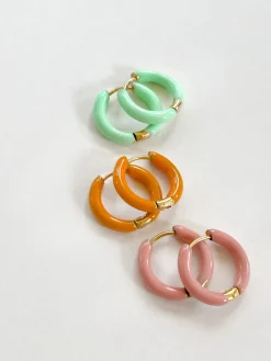 Enamel Baby Hoops - Baby Pink