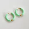 Enamel Baby Hoops - Mint Green
