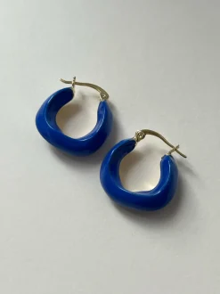 Enamel Chunky Little Hoops - Blue