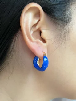 Enamel Chunky Little Hoops - Blue