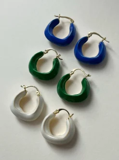 Enamel Chunky Little Hoops - Blue