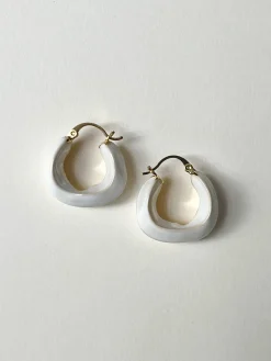 Enamel Chunky Little Hoops - White