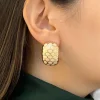 Enamel Milky Honeycomb Clip-Ons (Vintage)