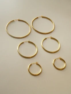 Essential Thin Hoops - Medium *18K Gold-plated S925