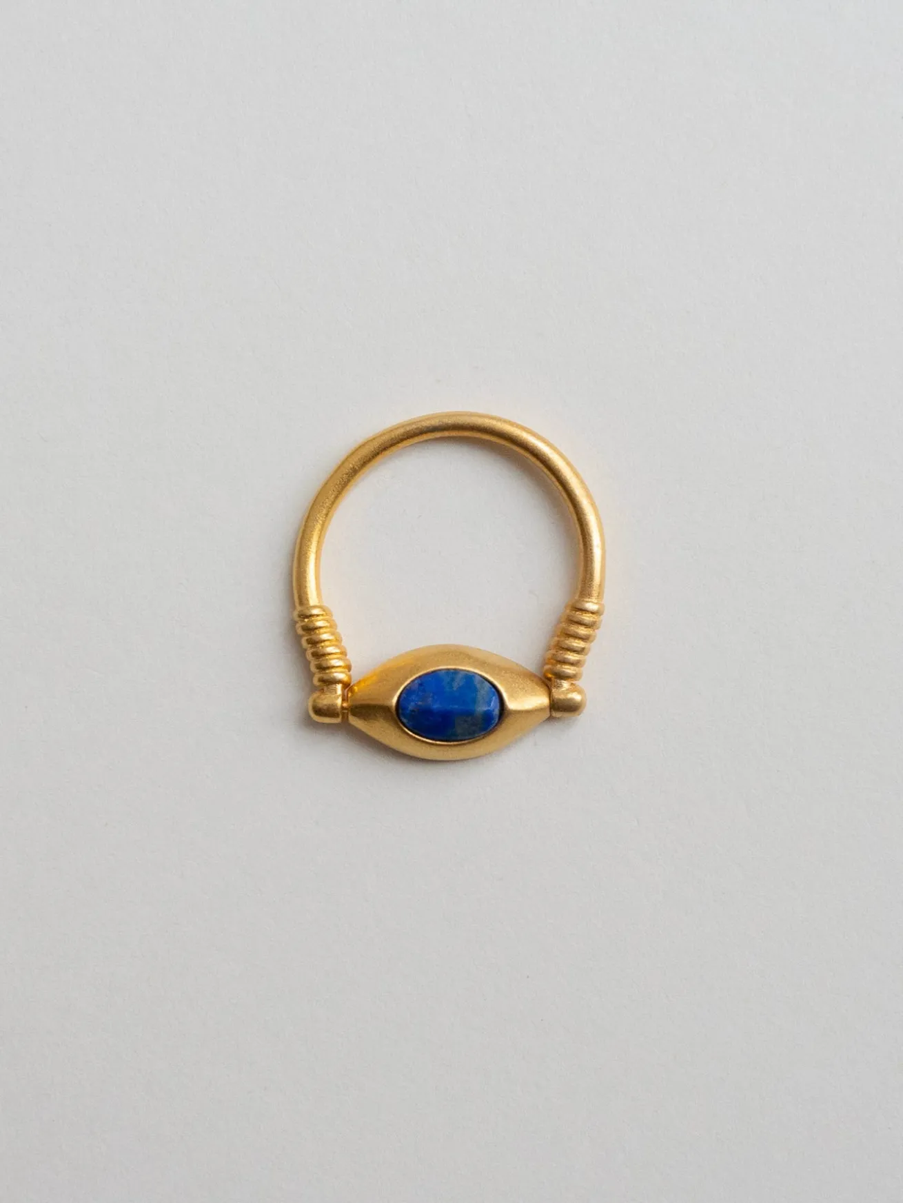 Eye of Horus Matte Gold Ring - Blue Stone