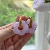 Flower Donut Hoops - Marbled Matte Lilac