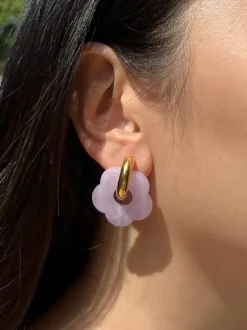 Flower Donut Hoops - Marbled Matte Lilac