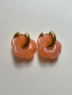 Flower Donut Hoops - Marbled Peach
