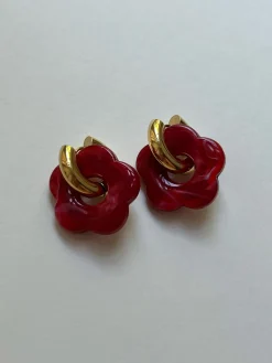 Flower Donut Hoops - Marbled Red