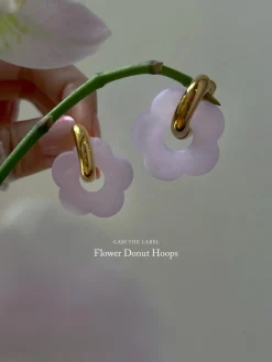 Flower Donut Hoops - Marbled Matte Lilac