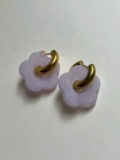 Flower Donut Hoops - Marbled Matte Lilac