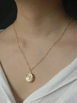 Flower Locket Necklace *14K Gold-plated