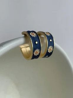 Flower Motif Matte Hoops