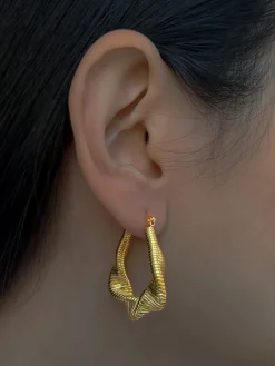 Fluid Waves Hoops - Gold