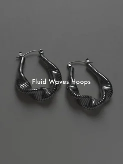 Fluid Waves Hoops - Silver