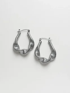 Fluid Waves Hoops - Silver
