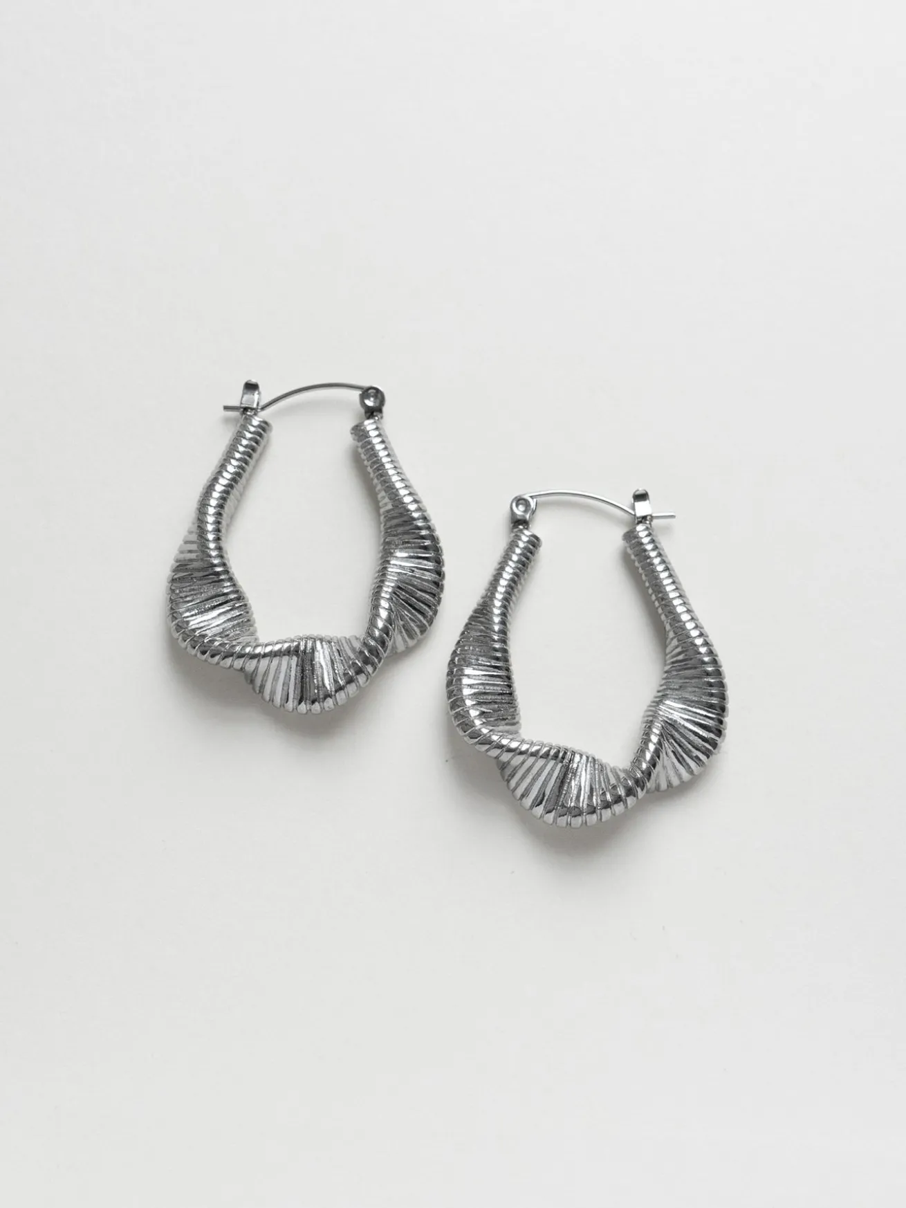 Fluid Waves Hoops - Silver