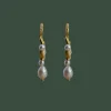 Fluidity Inlaid-Pearl Earrings