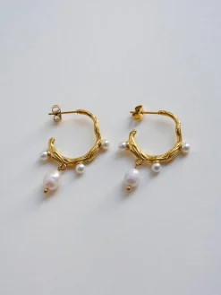 Fluidity Inlaid-Pearl Earrings