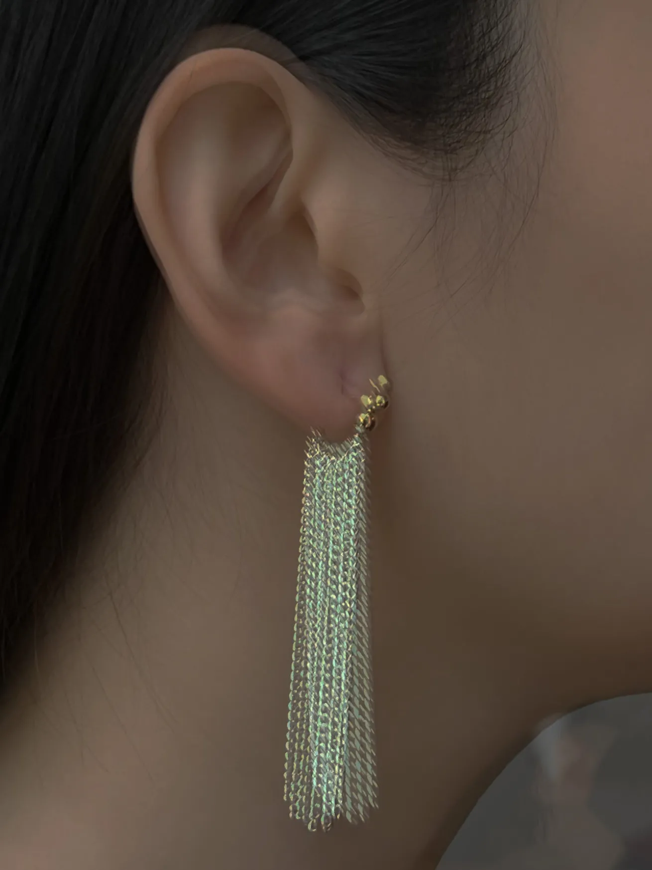 Fluidity Silver Chain Earrings - Long