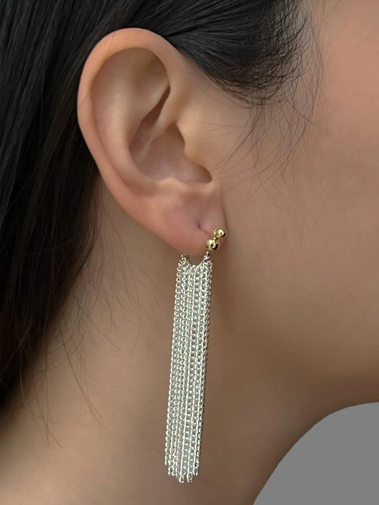 Fluidity Silver Chain Earrings - Long