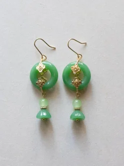 Fortune Green Jade Earrings