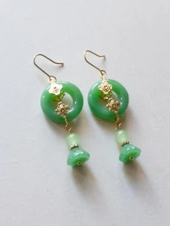 Fortune Green Jade Earrings