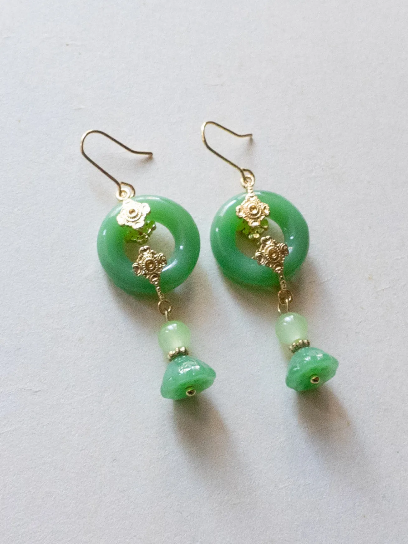 Fortune Green Jade Earrings