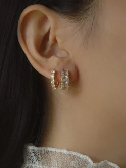 Gemstone Huggie Hoops