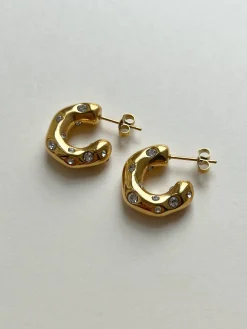 Gemstone-encrusted hoops