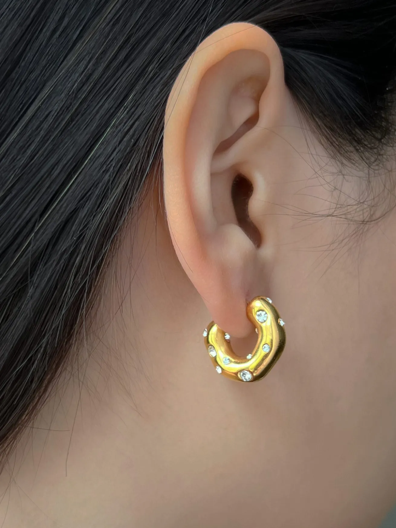 Gemstone-encrusted hoops