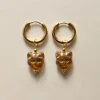 Glass Carved Cat Hoops - Brown