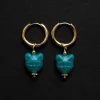 Glass Carved Cat Hoops - Turquoise