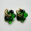 Glass Flower Donut Hoops - Green