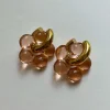 Glass Flower Donut Hoops - Peach