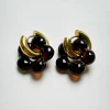 Glass Flower Donut Hoops - Brown