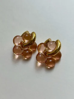 Glass Flower Donut Hoops - Peach